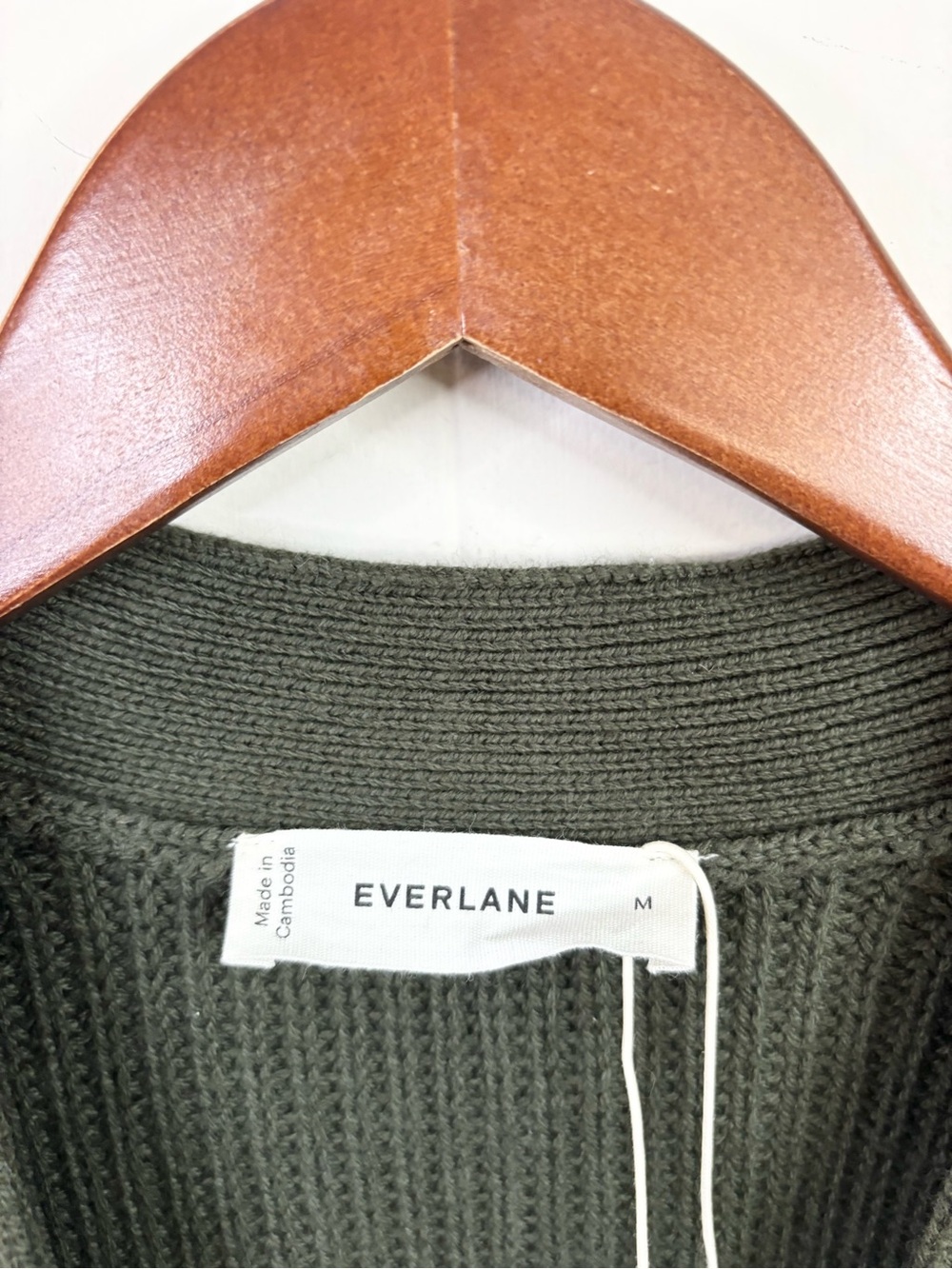 Everlane the boxy cardigan in everyday cotton green chunky knit size M new - Picture 6 of 9